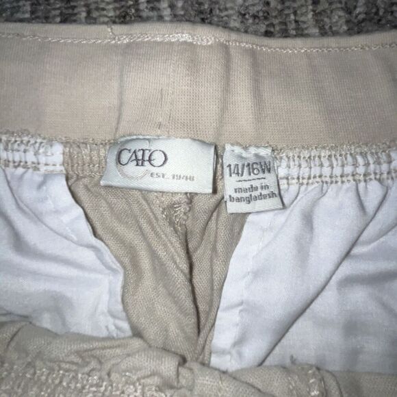 Cato Women’s Linen Blend Joggers Size 14/16 W Tan Pull On Drawstring High Rise - Picture 4 of 10